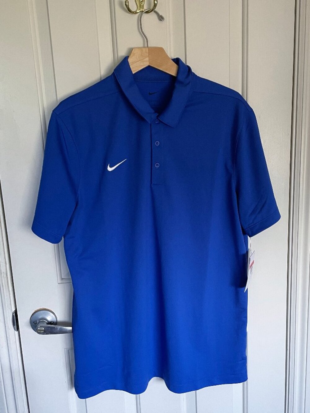 NEW NIKE Dri-FIT Short Sleeve Polo Shirt NWT L Blue Athletic